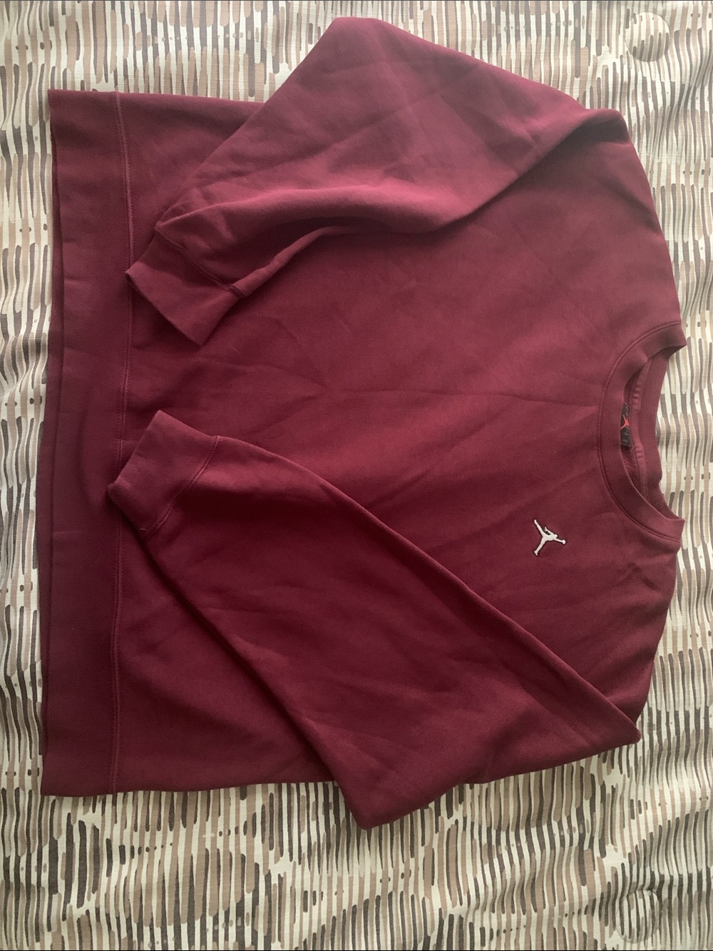 Nike Burgundy Crewneck Sweatshirt with White Jumpman Logo